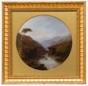 James Burrell Smith (1822-1897) - Framed Oil, Crossing the Wooden Footbridge