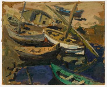 Early 20th Century Oil - Boats at Rest