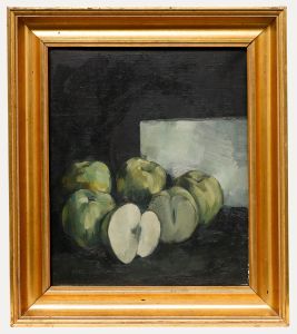 Framed Contemporary Oil - Still Life of Green Apples