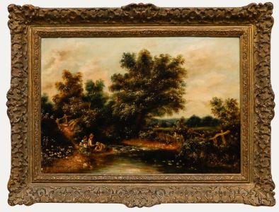 Attrib. William Havell (1782-1857) - Framed Oil, Playing by the River