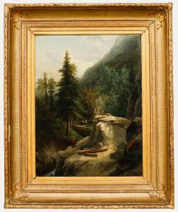 Corstiaan Hendrikus de Swart (1818-1897) - Framed 1872 Oil, The Ravine Path