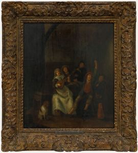 Jan Miense Molenaer - Framed 18th Century Oil, Peasants Carousing
