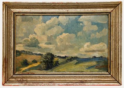 N. Herzog - Framed Early 20th Century Oil, Sky & Fields