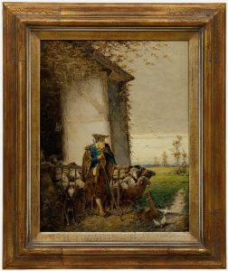 Fritz Beinke (1842-1907) - Late 19th Century Oil, Departure of the Shepherd