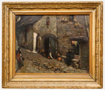 Léon Joly de Saint-François (1822-1886) - 19th Century Oil, Cobbled Streets