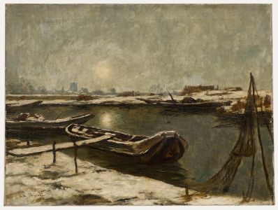 Wilhelm Schmidt (1878-1958) - Early 20th Century Oil, Winter on the Lower Rhine