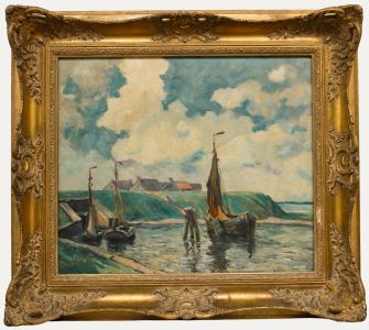 Gustav Marx von Söhnen - Early 20th Century Oil, Boats by a Hallig