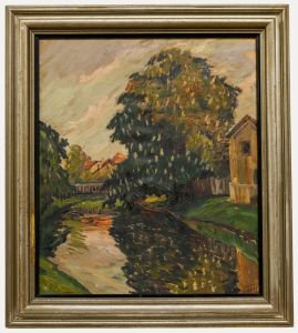 Mieze Mardner-Klaas - Framed Mid 20th Century Oil, The Canal Bank