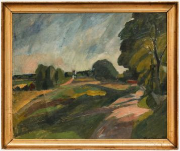 Sven Bruun - Framed 1911 Oil, Open Fields