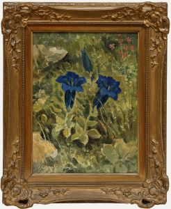 Hermann Ludwig Umgelter (1891-1962) - Mid 20th Century Oil, Gentiana acaulis