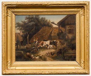 Late 19th Century Oil - A Drink at the Well