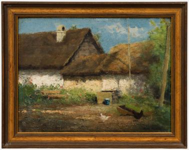 Aladar Padly - Early 20th Century Oil, The Cottage Garden with Hens & Poppies
