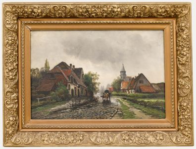 Ferdinand De Prins - Late 19th Century Oil, Rain on the Cobbles