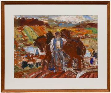 Paul Hannaux - Framer Mid 20th Century Oil, Farmer with Draught Horses