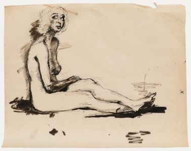 Paul Hannaux - Mid 20th Century Pen and Ink Drawing, Sitting Nude