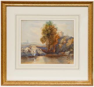 Late 19th Century Watercolour - Lady by the Lake