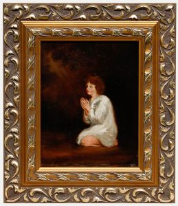Sir Joshua Reynolds - 19th Century Oil, The Infant Samuel at Prayer