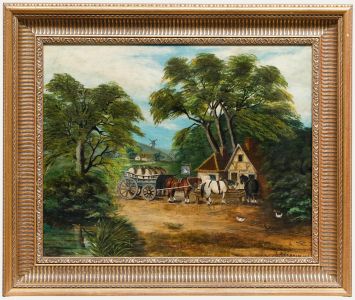 E. Beedham - 1916 Oil, Outside the Swan Inn