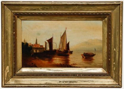 Framed 19th Century Oil - Approaching the Shore