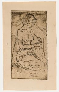 Anne Rees-Mogg - Mid 20th Century Etching, Kneeling Nude