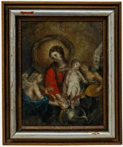 18th Century Oil - The Virgin and Child with Angelic Musicians