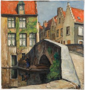 Mid 20th Century Oil - Sweeping the Canal Underpass