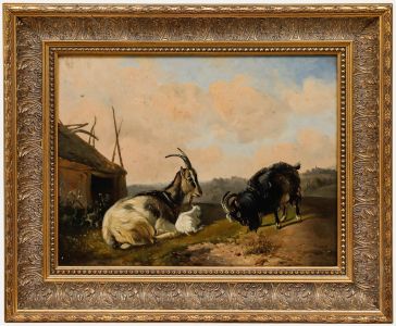 Balthazar Paul Ommeganck - 19th Century Oil, Family of Goats