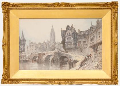 Paul Marny after Thomas Edward Francis - Watercolour, View of a Bridge
