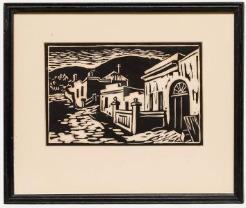 Gregoire Boonzaier - 20th Century Linoprint, A Street in District Six