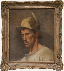 Late 19th Century Oil - Farmer with Slouch Hat