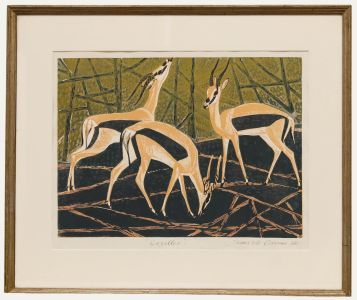 James Thomas Armour Osborne - Mid 20th Century Linoprint, Gazelles