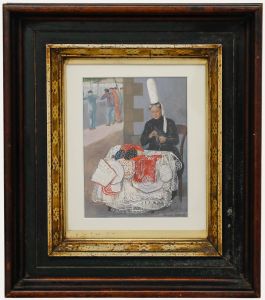 Muriel Jackson - Mid 20th Century Gouache, Breton Lace Maker