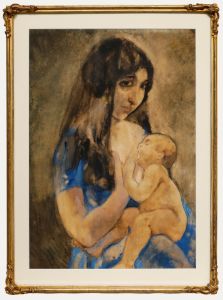 Early 20th Century Watercolour - Mother and Child