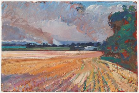 John Gilbey Bowles - 1981 Oil, Burning Stubble