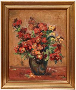 Adolphe Rey - Early 20th Century Oil, Wallflowers