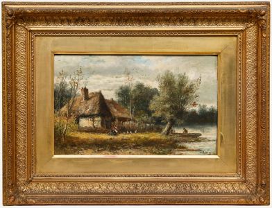 Abraham Hulk Junior - Framed Late 19th Century Oil, Cottage by the Riverbank