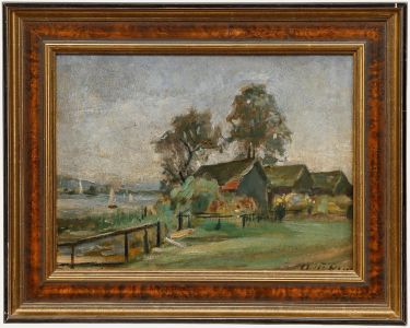 Anna Maria Renz - 1940 Oil, Fishing Huts