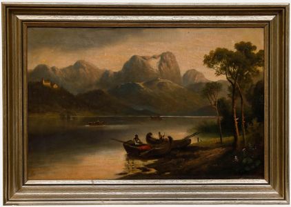 Anton Pickert - Late 19th Century Oil, Rowing Boats on a Lake