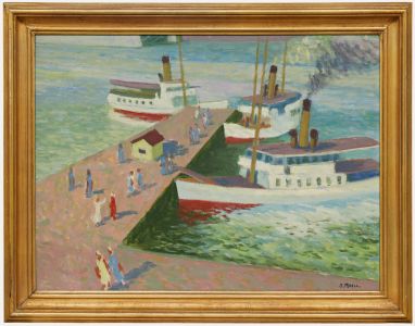 Sven Moell - Framed Mid 20th Century Oil, Steamboats
