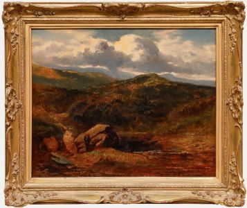 Early 20th Century Oil - Fisherman by a Tarn
