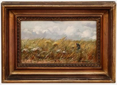 Edward Chappel - Framed Late 19th Century Oil, Picking Wildflowers