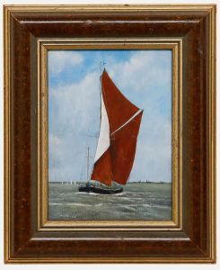 Michael Land - Framed 20th Century Oil, Thames Barge