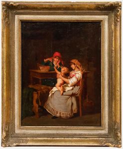 Arturo Petrocelli - Late 19th Century Oil, The Little Grape Eater