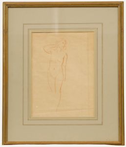 Mid 20th Century Sanguine - Nude in Red