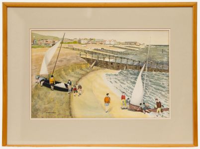 James. A Mitchell - 20th Century Watercolour, Bringing in the Boats