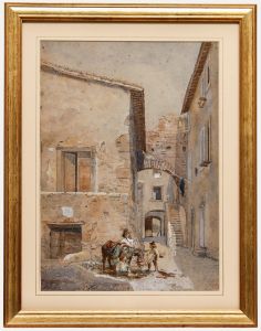 1853 Watercolour - A Street in Albano