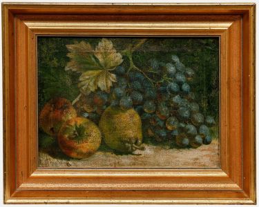 William Hughes - Late 19th Century Oil, Pear, Apples, and Grapes