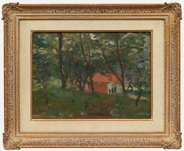 Ruslan Lawrinjenko - Framed Mid 20th Century Oil, House in the Woods