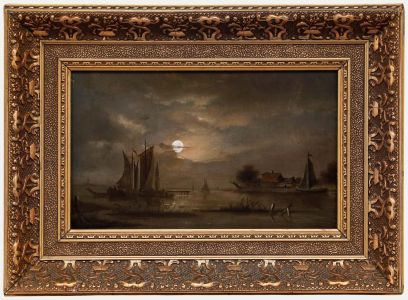 19th Century Oil - Moonlit Bay