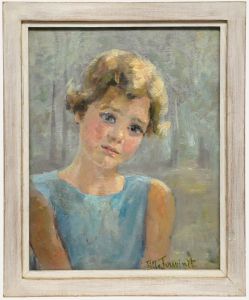 Tilla Terwindt - Framed Mid 20th Century Oil, Blue-Eyed Girl